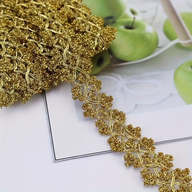 TEMU 4.5 Yards Golden/silvery Lace Ribbon Braid Trim Ribbon Trim For Sewing, Clothing Accessories, Home Decoration