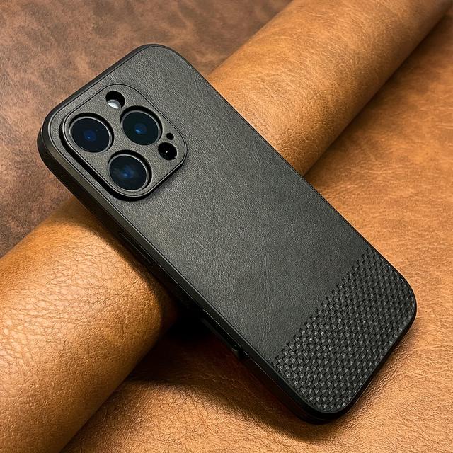 TEMU Phone Case: Luxury Business Artificial Cowhide Pu Leather Case For Iphone 16 15 14 13 12 11 Pro 16pro Cases Shockproof Protective Phone Cover