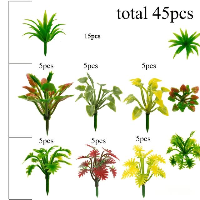 TEMU Set verschiedenen Sträuchermodellen, lebendige Miniaturpflanzen, entwickelt für Eisenbahnlandschaften, architektonische Landschaften, Sandlayouts und Militärdioramen
