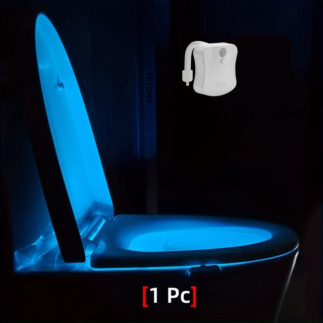 TEMU Setonr 1pc 16 Colors Sensor Toilet Toilet Bowl Bathroom Led Night Light For Toilet Bowl Christmas Gift