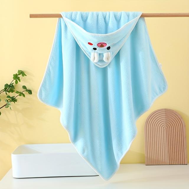 TEMU Bavoir et couverture à motif d'animaux de dessin pour enfants - Bords renforcés, très absorbant, polyester beige douce, serviette de bain et couverture - Taille 80x80cm pour Halloween et Noël