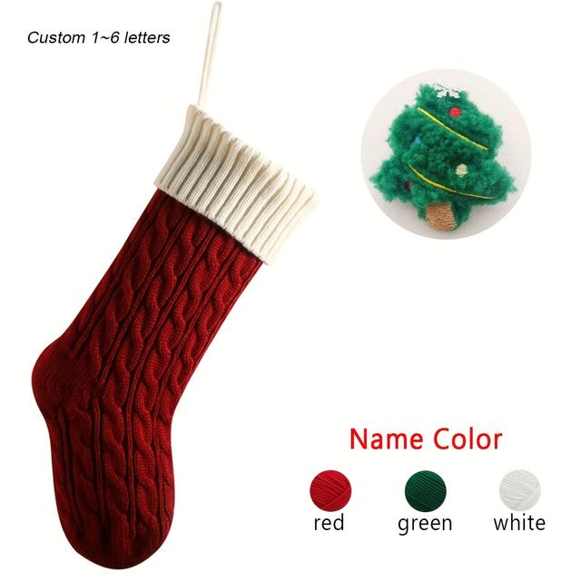 TEMU 1개 크리스마스 스타킹, 산타/크리스마스 트리 및 기타 크리스마스 장식, 맞춤형 니트 글자, 크리스마스 데코, 파티 장식, 가족 모임 필수 아이템