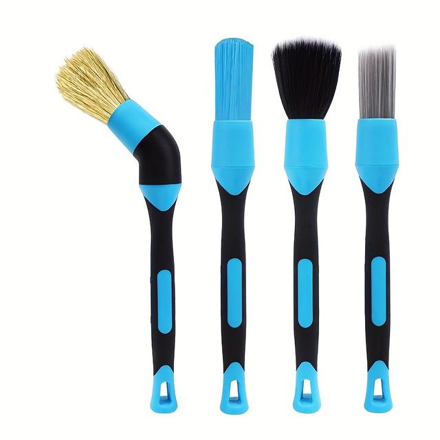 TEMU 3/4-tlg. Detailing-Reinigungsbürstenset, Autowasch-Detailbürste, PP-Bürste mit weichen Borsten abgewinkeltem Kopf, geeignet für Autofelgen, Motor, Innenraum, Zuhause, Küche, Schlafzimmer