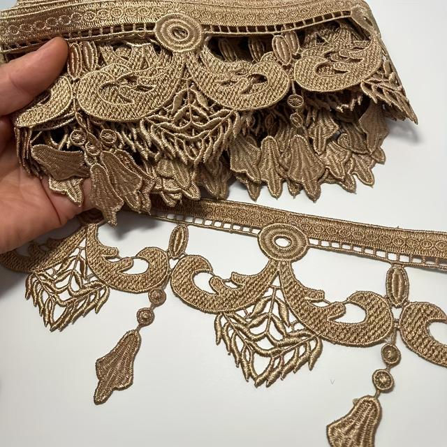 TEMU 1 Pack Of 5 Yards Elegant Tassel Embroidery Lace, Curtain Trim, Sofa Pillow Cushion Tablecloth Trim Lace, Trim And Embellishment, Crafts And Sewing Supplies, Water Soluble Lace