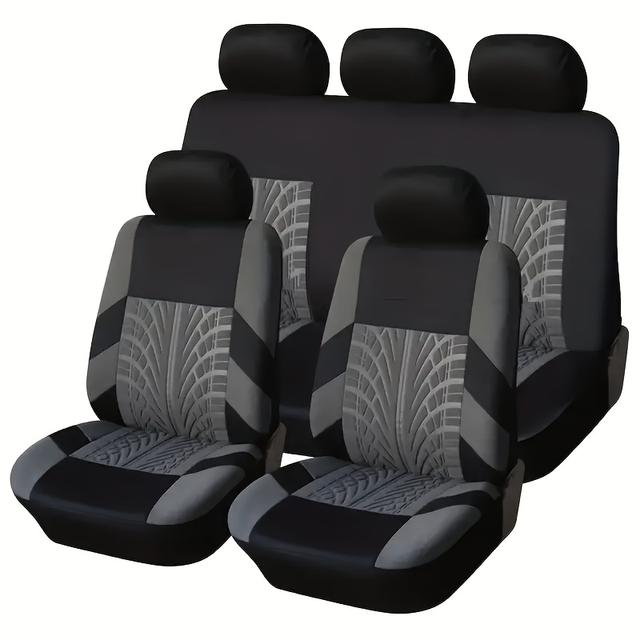 TEMU Imprinted Car Seat Covers For 5 Seats (universal Model: Includes 2 Front Seat Covers + 1 Rear Bench Cushion + 1 Rear Backrest + 5 Headrests)