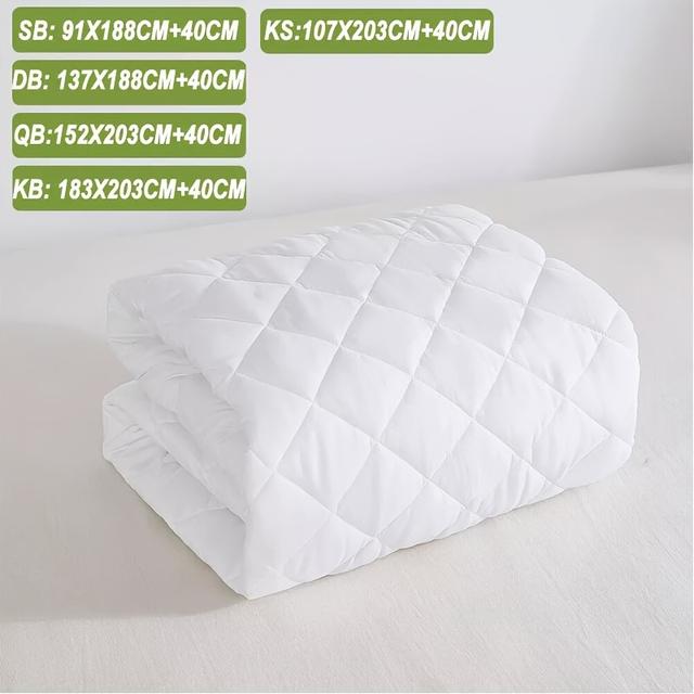 TEMU Luxury Cotton Quilted Mattress Protector, High Quality Mattress Pad Fitted Cover With Deep Pocket Up To 40cm, Soft Breathable Noiseless Mattress Cover, Single/king Single/double/queen/king, White