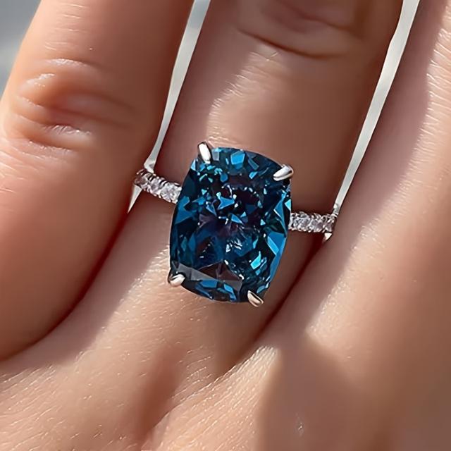 TEMU 1pc Delicate Engagement Rings For Women Featuring A Synthetic Gemstone In A Four-claw Setting, Perfect For Weddings, Banquets, And Bridal Fashion