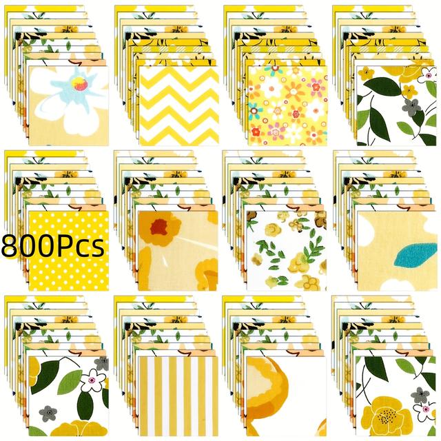 TEMU 800pcs 4 X 4 Inch Fabric Bundle Precut Fat Squares Fabrics Printed Craft Fabric Fat Flower Fabric Quilting For Diy Craft Sewing Clothing Handmade Accessories