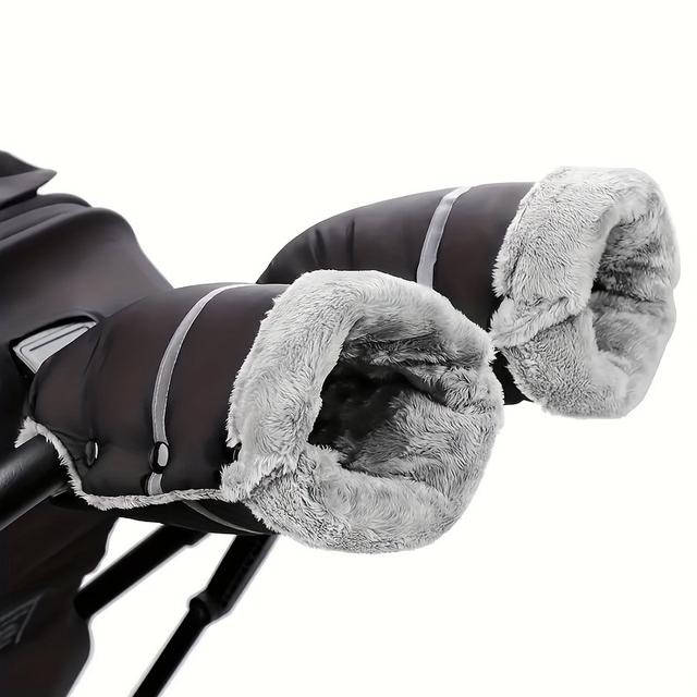 TEMU Winter Children's Stroller Warm Gloves With Fleece Lining And Reflective Strips, Thick And Cozy For Parents
