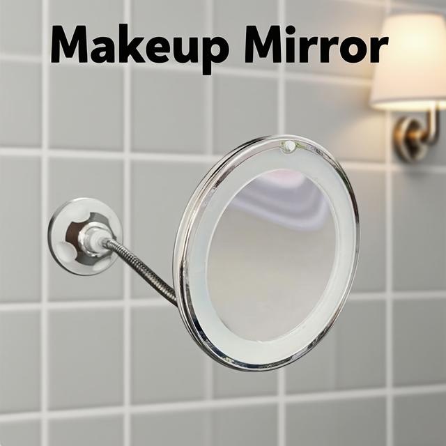 TEMU Led Makeup Mirror With Lights, 360° Rotating Bathroom Glass Tabletop Suction Cup, Pimple Popper Tool