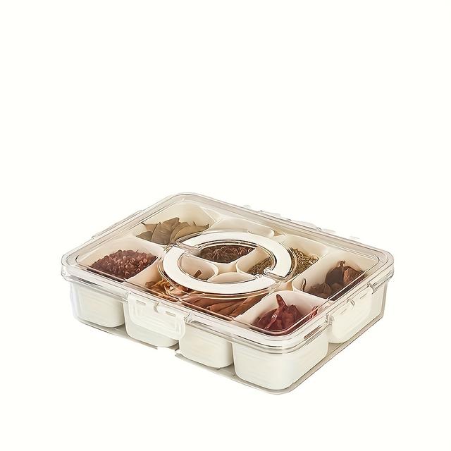 TEMU A Plastic Spice Storage Container With A Sealed Lid, Designed For Organizing Food Items , Featuring 8 Compartments Ideal For Herbs, Seasonings, And Other Storage Necessities