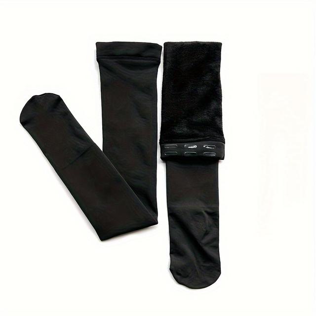 TEMU Thickened And Fleece-lined Ribbed Silicone Anti-slip Dot Glue Tall Elongated And Widened Thigh Root Socks Warm Over-knee Long Stockings