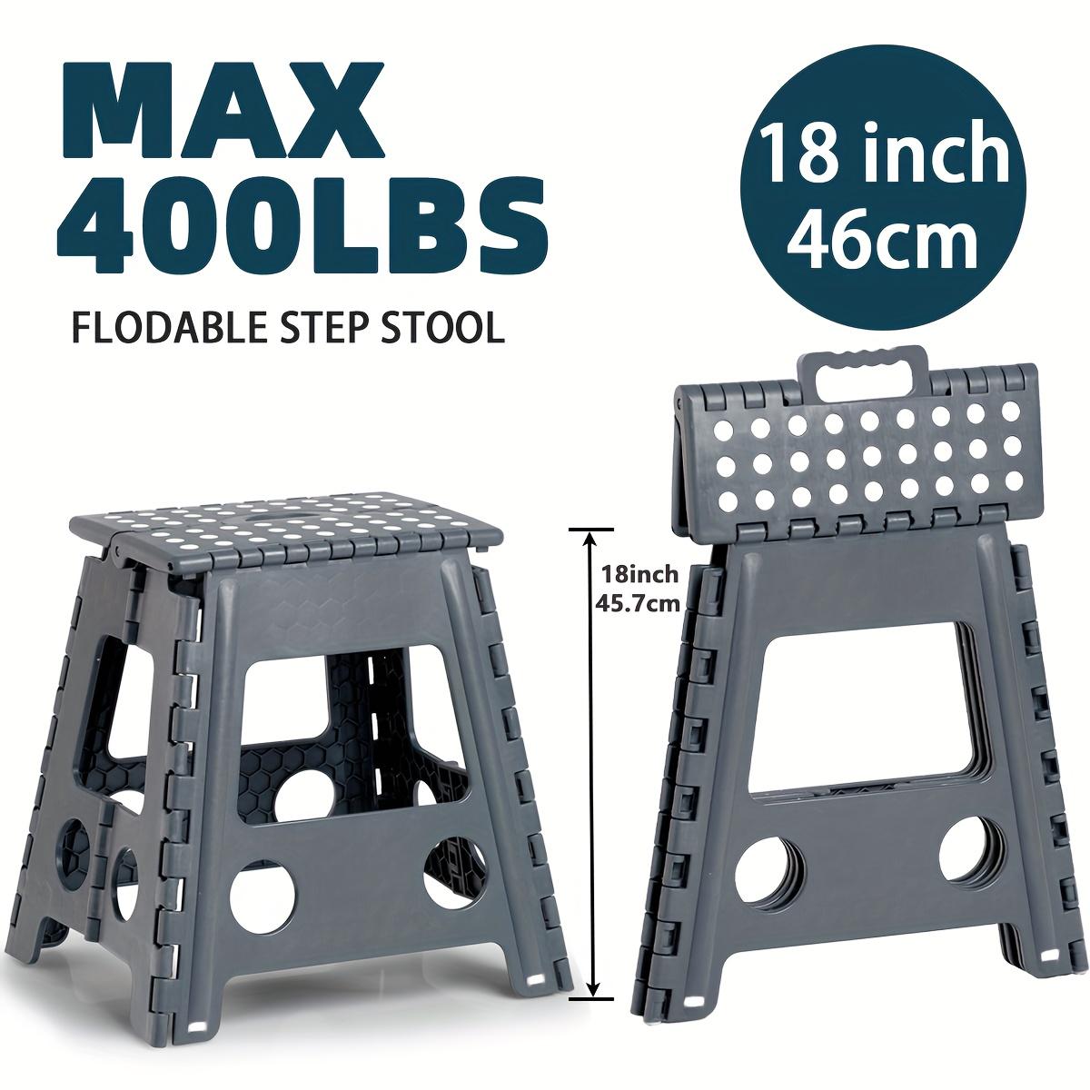 TEMU Heavy Duty 9-18 Inch Folding Step Stool For Adults, Foldable Collapsible Plastic Stool With Non Slip Surface - Gray, For Kitchen Bathroom Bedroom(9/11/13/16/18 Inch)