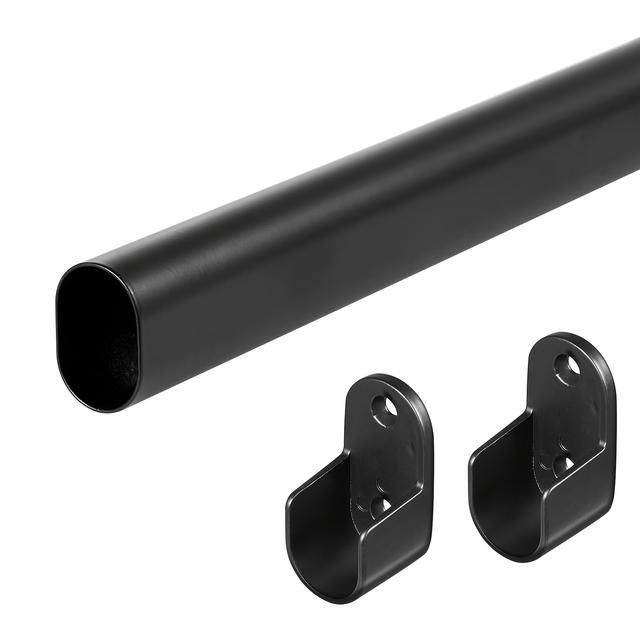 TEMU Kleiderstange, Ovale Kleiderstange, Verstellbare Kleiderstange 18 bis 75 Zoll, Schwerlast Schwarze Stange, Ausziehbare Kleiderstange für Kleiderschrank, Wäsche, Wohnmobil