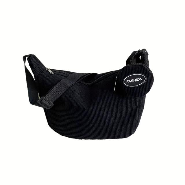 TEMU Schicke Cord-Umhängetasche für Frauen - Großes Fassungsvermögen, Verstellbarer Riemen, Einfarbig, Lässiges Knödel-Design mit Reißverschluss