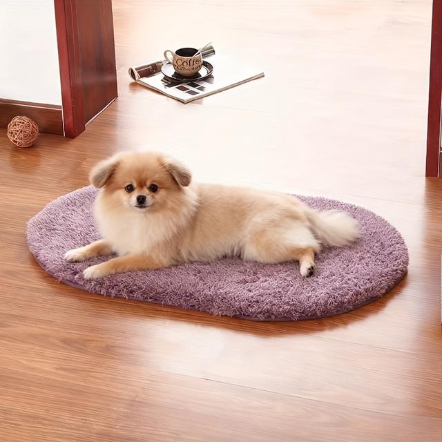 TEMU 애완동물 따뜻한 패드 | 강아지, 고양이를 위한 두꺼운 미끄럼 방지 폴리에스터 섬유 매트리스, 타원형, 가을, 겨울 사용에 적합