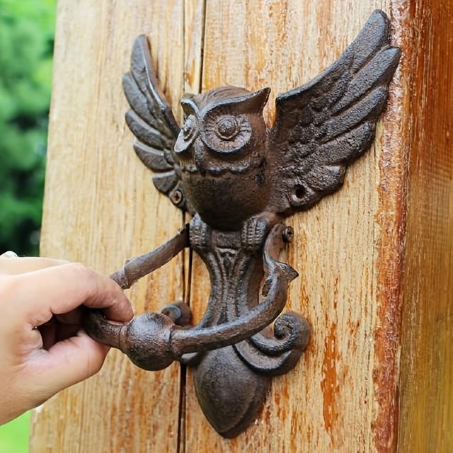 TEMU 1pc Rustic Owl , Cast Iron Outdoor Door Handle With Winged , Metal Home Decor Accessory