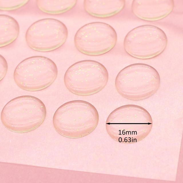 TEMU 【49個】0.63インチ(16mm) キラキラ クリア エポキシ樹脂 ドーム型ステッカー - 丸型 & ハート型 - ジュエリー、ペンダントキャップ、マグネット、アートクラフト、スブッキング & カード作成に最適な耐久性のある粘着剤 - パーソナライズされたギフトに最適