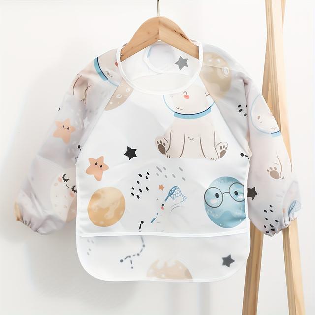 TEMU Babero para bebé infantil de larga, uso reverso, para niños y niñas, babero de dibujos animados lavable, delantal