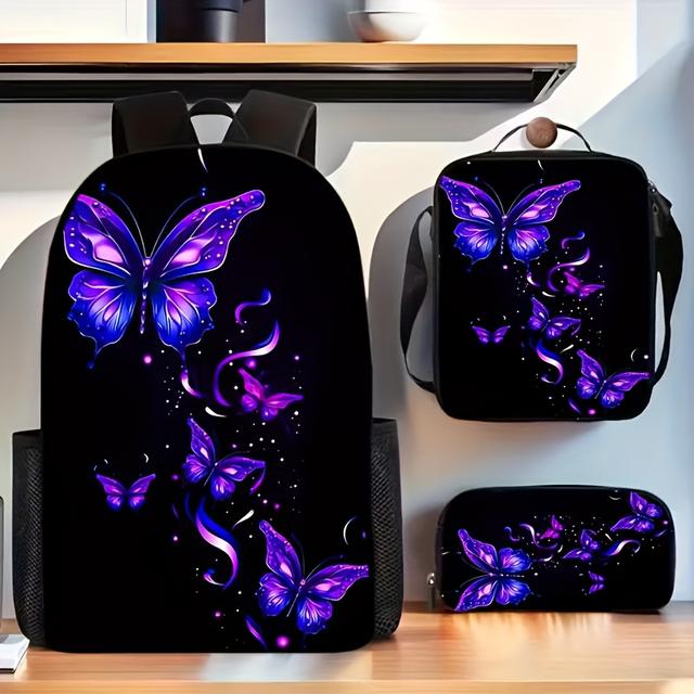 TEMU Set de 3 piezas Mochila - Ligera, Correas Ajustables, Cierre de Cremallera - una Mochila, Lonchera y Estuche - Perfecta para , Senderismo y Actividades al Aire Libre, para Adolescentes