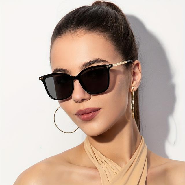 TEMU A Pair Of 2025 New Stylish Square Frame Glasses With A High-end Twisted Design, Suitable For Both Men And Women, Wear And Street Photography