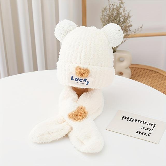 TEMU 's Autumn And Knit Hat Unisex Warm Pullover Cap And Scarf Set