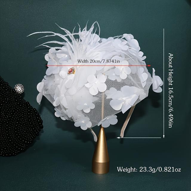TEMU 1pc Vintage Bohemian Shiny Mesh Floral Headband With Accents - Elegant Half-bowler Hat For Weddings, Engagements & Parties - Women's Party Accessories