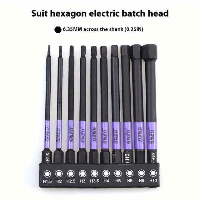 TEMU S2 スチール製磁気ヘックスレンセット、H1.5-H10 メインパクトヘックスドライバービット、1/4インチシャンクヘックスレン