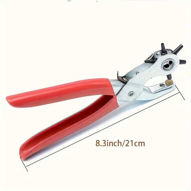 TEMU Carbon Steel Leather Belt Hole Puncher - Labor-saving, Durable Hand Tool With Rotating Head For Precise Punching On Fabrics, Bags & More, Diy Crafting Tool||durable Carbon