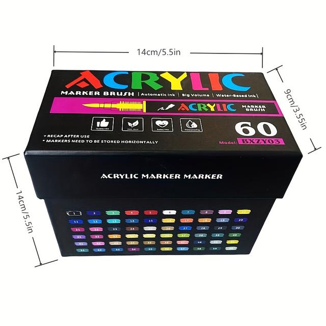 TEMU 36/60/120 Colors Straight Liquid Marker, Soft Tips For Art Only, Diy Hand-drawing Graffiti Pen, Large Capacity Non-pressing Coloring Pen, Anime Painting Pen, Suitable For Professional Arti