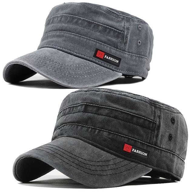 TEMU 2 ks Nastavitelná Pánská Vintage Plochá Čepice, Unisex Venkovní Baseballka, Vhodná pro Venkovní Sporty a Sluneční Kšiltovku