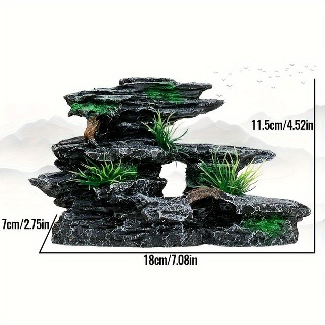 TEMU Un paisaje decorativo para acuario con vista de montaña, , y un agujero de árbol, diseñado para acuáticos