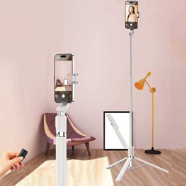 TEMU 1700mm Selfie Stick Wireless Selfie Stick Phone Tripod Extensible Stand Foldable Monopod For Smartphones Stable Shooting Live, Selfie Stick With Remote