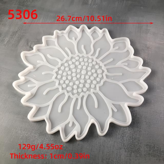TEMU Sunflower Resin Mold Kit - Diy Silicone Tray & Coaster Casting For Home Decor, Jewelry Storage