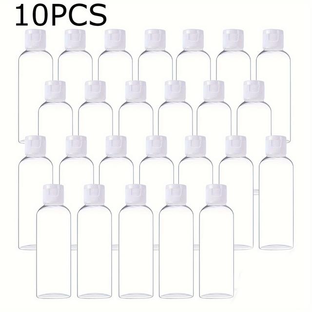 TEMU 10//100pcs 50ml Clear Plastic Empty Bottles, Travel Size Bottles With Flip Small Bottles For Liquids Toiletries Shampoo Lotion Conditioner