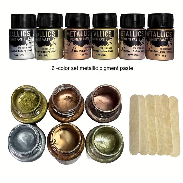 TEMU Classic 6 Colors Set Of Metallic Epoxy Pigment Paste, Per Bottle Of High Concentration Resin Art Dyeing Metallic Paste, Diy Crystal Crafts Making, High-end Resin Pouring Art Paste Color Mixer