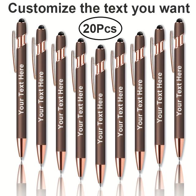 TEMU 20pcs Coffee Retractable Metal Ballpoint Pen, Personalize What , Black Ink, Medium Point, Smooth Writing, Ideal For Corporate Promotions And