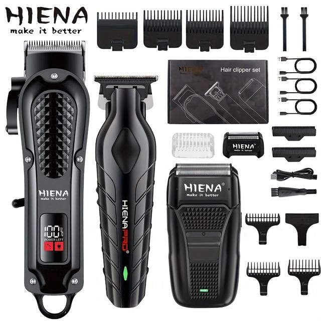 TEMU 3pcs With Digital Display Cordless Usb Rechargeable Cordless Beard Trimmer Clipper Abs Stylish Gift Set For Father's Day Or Birthday