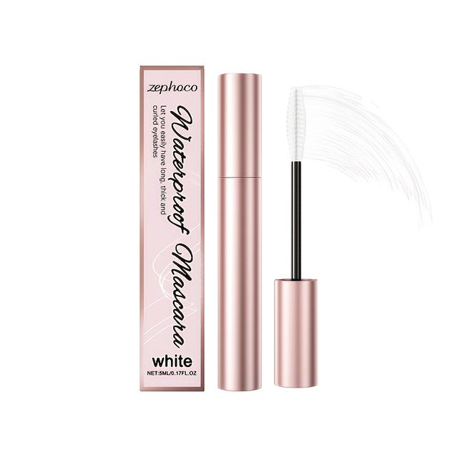 TEMU Біла туш для вій, що робить вії густими та довгими, водостійка та стійка, підкручує без згортання, підходить для вечірок макіяжу та святкових зустрічей, таких як Хелловін та Різдво