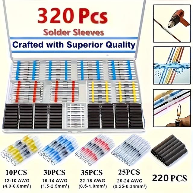 TEMU 320/900 db/doboz Vízálló forrasztott tömítésű csatlakozókészlet hőzsugorodó csővel - Ideális elektromos vezetékekhez és kábelcsatlakozásokhoz