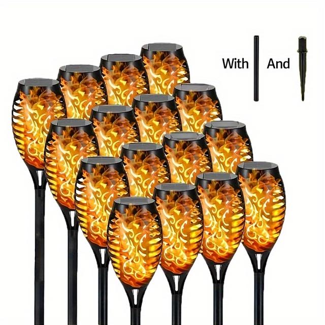 TEMU 8/12/16 Lampe Solaire Extérieure, Flamme Danseuse, Lumière Décorative pour Jardin, Cour Mariage Fête Automatique, pour Halloween, Fête de l'Indépendance, etc