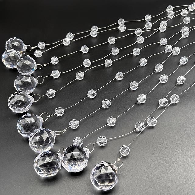 TEMU 10szt. Elegancka Girlanda z Akrylowych Kryształowych Koralików - Idealna na Śluby i Wydarzenia, Nie Wymaga Zasilania, Łatwa w Czyszczeniu