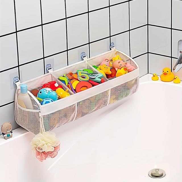 TEMU Versatile Mesh Organizer Bag For Bathroom & Shower - Ideal For Toys, Snacks & Hair Accessories Storage