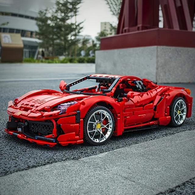 TEMU 3380pcs Red Super Sports Car Building Blocks Set With Wheels, High-difficulty 3d Puzzle Model Kit, Abs Construction, Ideal For Collectors And Diy Enthusiasts, Halloween, Christmas, Birthday Gifts