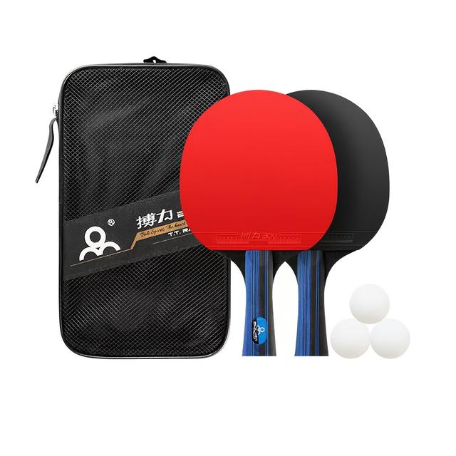 TEMU raquettes de tennis de table professionnelles, ensemble de raquettes d'entraînement de tennis de table, raquette en caoutchouc à haute élasticité avec sac de raquette et balles de tennis de table