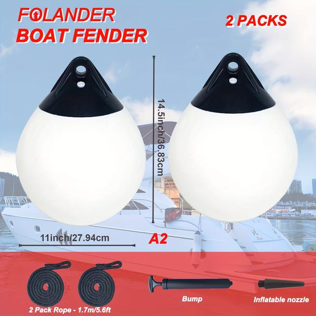 TEMU ensembles de bouées de bateau avec cordes et , une série de bouées rondes en PVC pour bateaux, yachts et pêcheurs