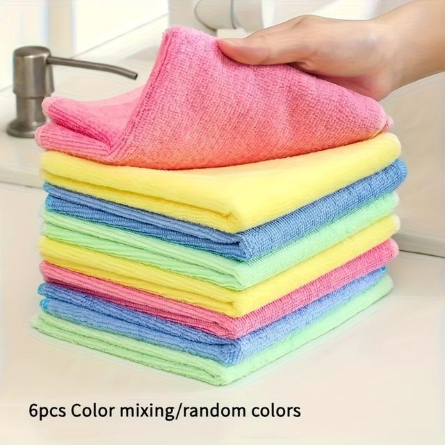 TEMU 6ks Dřevovlákenné Utěrky na Nádobí – Absorbující Olej, Nelepivé, Opakovaně Použitelné pro Nádobí, Linky, Dřezy. Univerzální Odolná Sada na Úklid. Čisticí Hadřík, Opakované Použití, Hrany