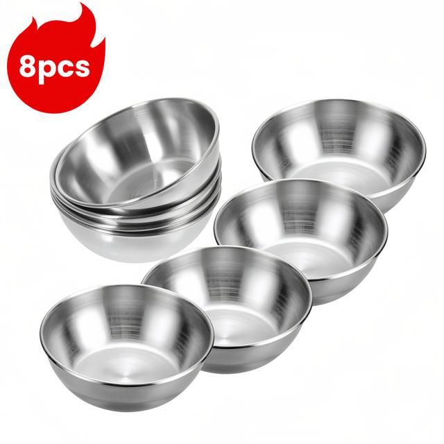 TEMU Of 8 Stainless Steel Sauce Dishes, Each 3.2 Inches In Diameter, Perfect For Serving Sushi, Appetizers, And Condiments. Round Dipping Bowls Are Stackable And Ideal For Kitchen Preparation