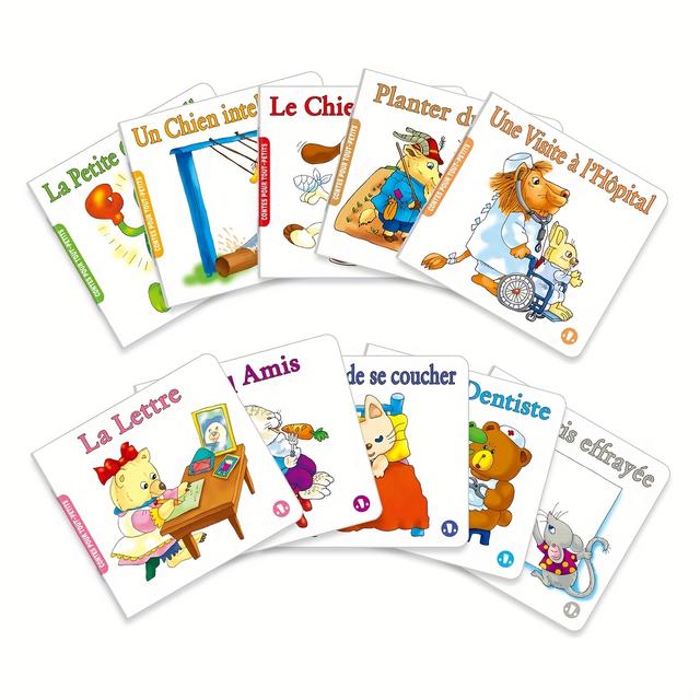 TEMU 1 Juego de 10 Libros de Historias de Hadas Francesas, Libros de Educación Temprana, Diez Libros de Historias Cortas Diferentes Adecuados para Niños, Materiales de Lectura Cognitiva Francesa