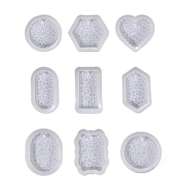 TEMU Juego de 9 moldes de silicona para colgantes de resina de cristal con forma de diamante en diseños redondos, de y cuadrados